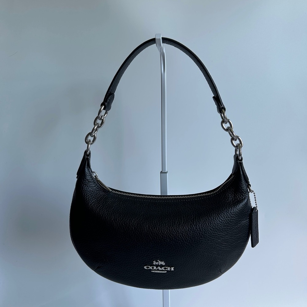 Coach Payton Hobo Black Pebbled Leather Shoulder Bag CE619 Excellent